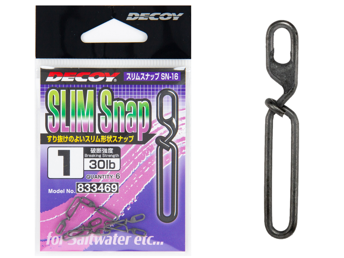 Agrafes Decoy SN-16 Slim Snap Taille 2 (Noires, Lot De 6) - 50lb De Résistance