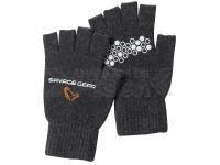 Guantes Savage Gear Knitted Half Finger Glove Dark Grey Melange - L