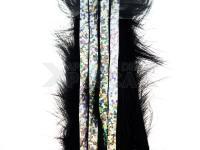 Hareline Bling Rabbit Strips - Black with Holo Silver Accent