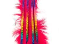 Hareline Bling Rabbit Strips - Sockeye Red with Holo Rainbow Accent