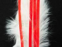 Hareline Bling Rabbit Strips - White with Fl Fire Red Accent