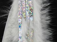 Hareline Bling Rabbit Strips - White with Holo Silver Accent
