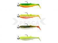 Vinilos Savage Gear Cannibal Shad Mix 8cm 5G+7.5G #2/0 | 4+4PCS - Dark Water Mix: Fire Cracker, Lemon Cracker, Olive Hot Orange, Fluo Yellow Glow