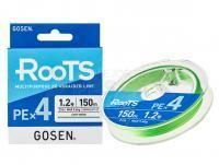 Gosen RooTS PE X4 Multipurpose Braided Line Light Green 150m #1.2