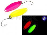 Cucharilla ondulante para trucha Nories Masukuroto 2.9g - #002 (Fluo-Yellow / Pink) UV