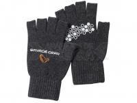 Guantes Savage Gear Knitted Half Finger Glove Dark Grey Melange - XL