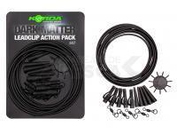 Korda Dark Matter Action Pack Silt 5 x Lead Clips; 5 x Tail Rubbers; 5 x size 8 Ring Swivels; 10 x retaining pins; 2m of Dark Matter Anti Tangle Tubing