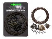 Korda Dark Matter Action Pack Weed 5 x Lead Clips; 5 x Tail Rubbers; 5 x size 8 Ring Swivels; 10 x retaining pins; 2m of Dark Matter Anti Tangle Tubing