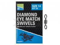 Preston Diamond Eye Match Swivels - Size 14 | 20 per pack