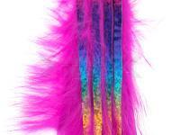 Hareline Bling Rabbit Strips - Hot Pink with Holo Rainbow Accent