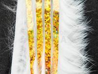 Hareline Bling Rabbit Strips - White with Holo Gold Accent
