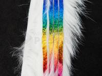 Hareline Bling Rabbit Strips - White with Holo Rainbow Accent